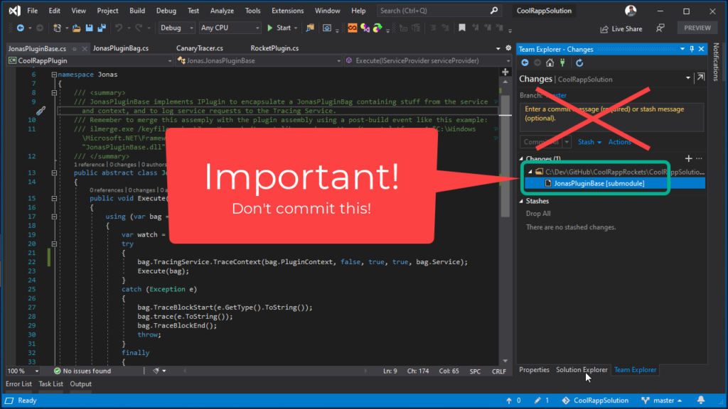 Git Submodules in Visual Studio - Don't commit submodule changes from your repository